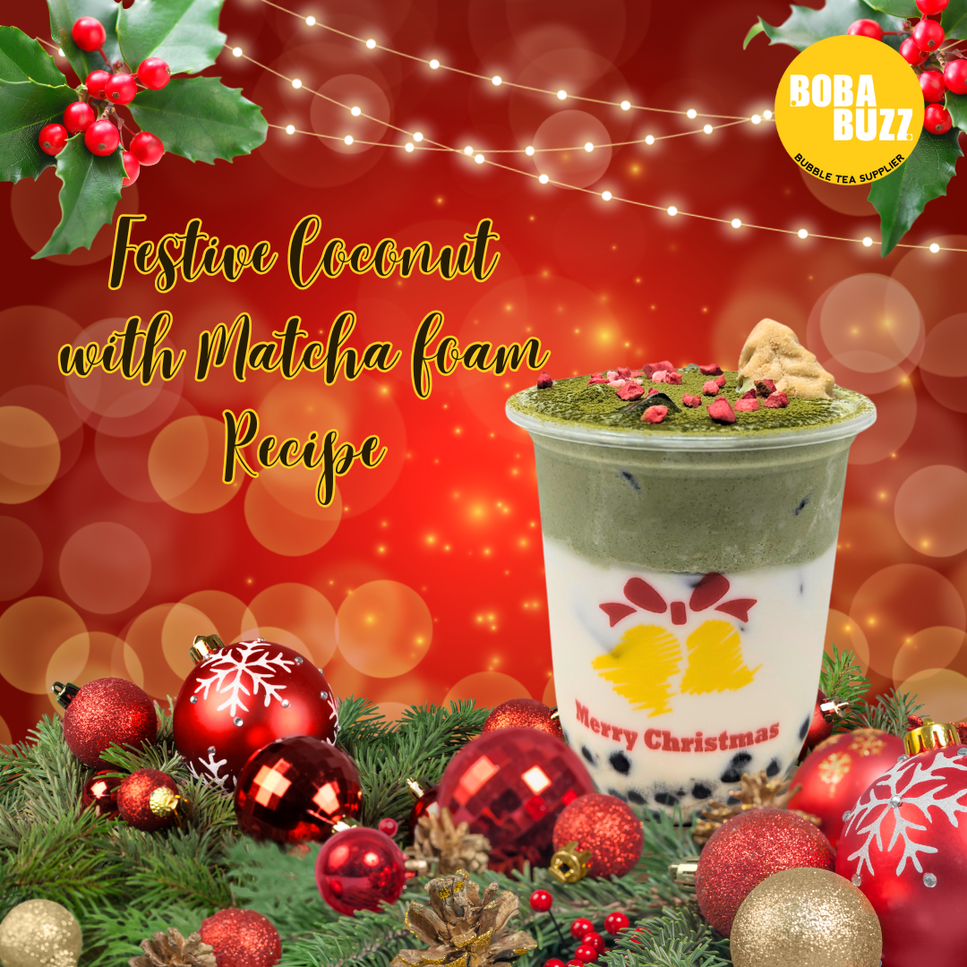 Festive Coconut with Matcha Foam Recipe - Bobabuzz