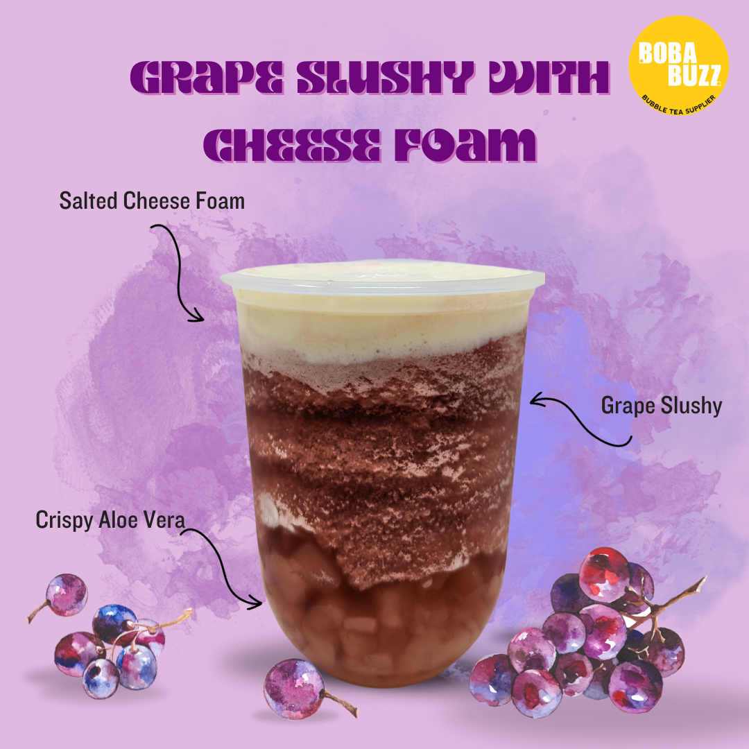 Grape slushy with cheese foam