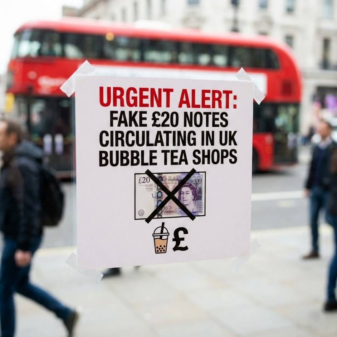 Urgent Alert for Bubble Tea Shop Owners: Fake £20 Notes Circulating in the UK