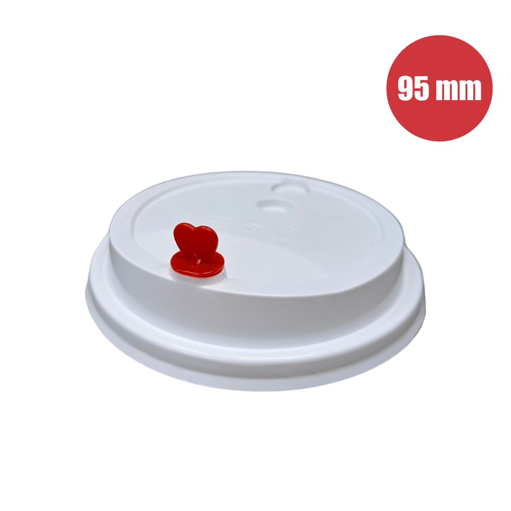 Plastic Lid with Stopper - White (95mm/PP) [1,000 pc]