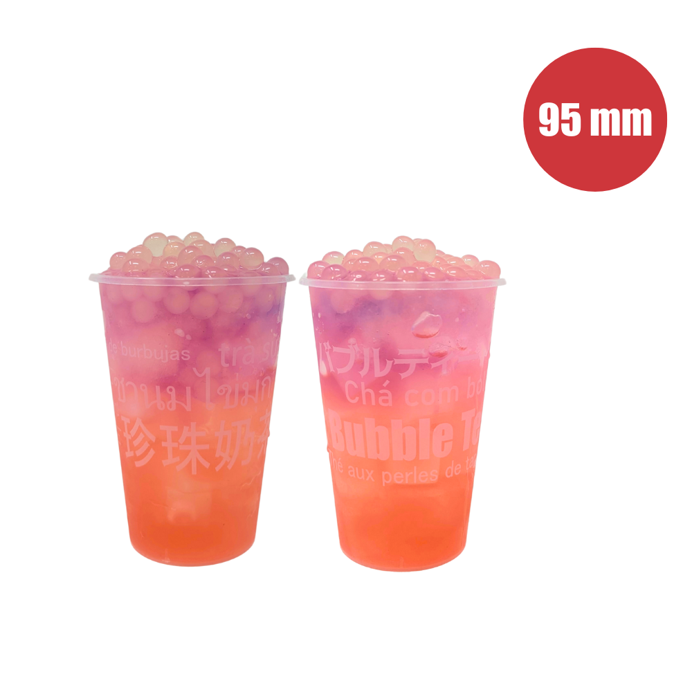Pattern Plastic Cups (Hard) - Flat 500ml (95mm/PP) - &quot;Bubble Tea&quot; Hard Cup - Bobabuzz