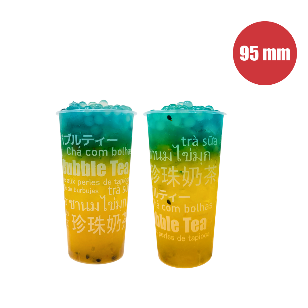 Pattern Plastic Cups (Hard) - Flat 700ml (95mm/PP) - &quot;Bubble Tea&quot; Hard Cup