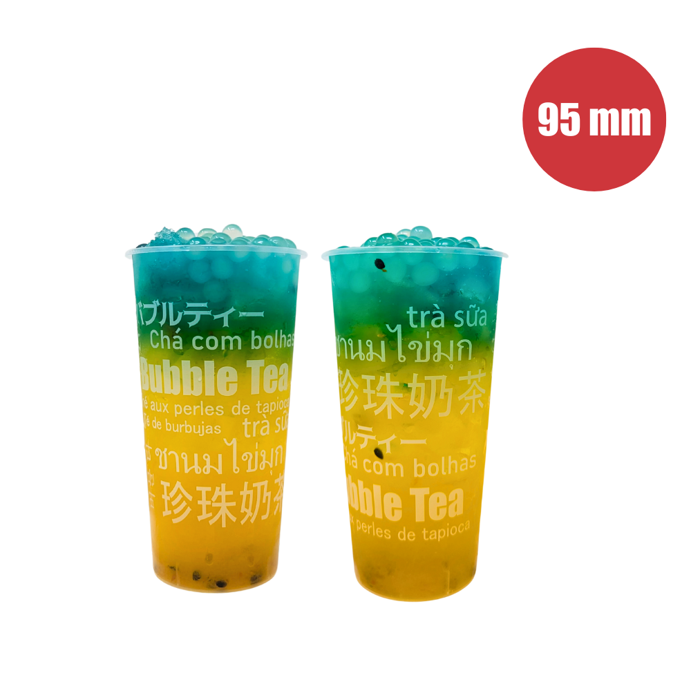 Pattern Plastic Cups (Hard) - Flat 700ml (95mm/PP) - &quot;Bubble Tea&quot; Hard Cup - Bobabuzz