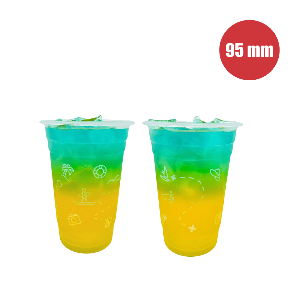 Pattern Plastic Cups - Flat 500ml (95mm/PP) - Summer Season