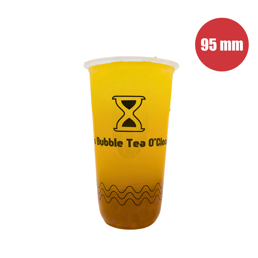 Pattern Plastic Cups - U-shaped 700ml (95mm/PP) - Bubble Tea O&#39;clock - Bobabuzz