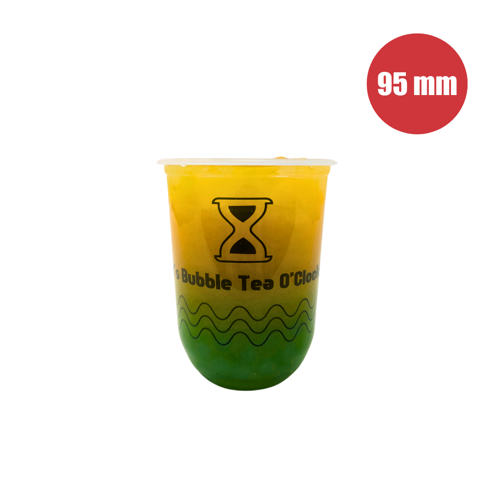 Pattern Plastic Cups - U-shaped 500ml (95mm/PP)- Bubble Tea O&#39;clock - Bobabuzz