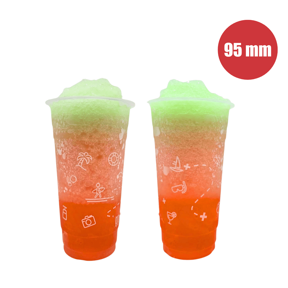 Pattern Plastic Cups - Flat 700ml (95mm/PP) - Summer Season