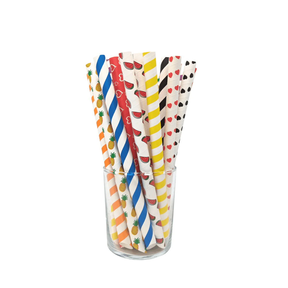 Paper Straws - Multi-Pattern (12mm/Individually Wrapped)