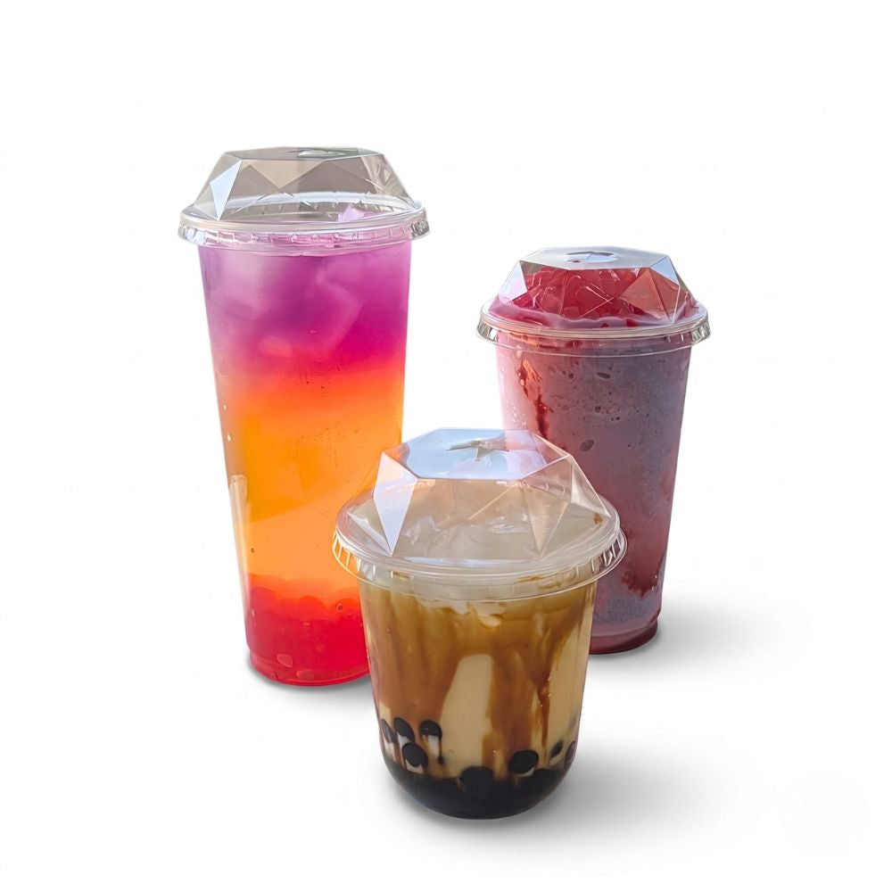 90mm Diamond Shape PET Plastic Lids