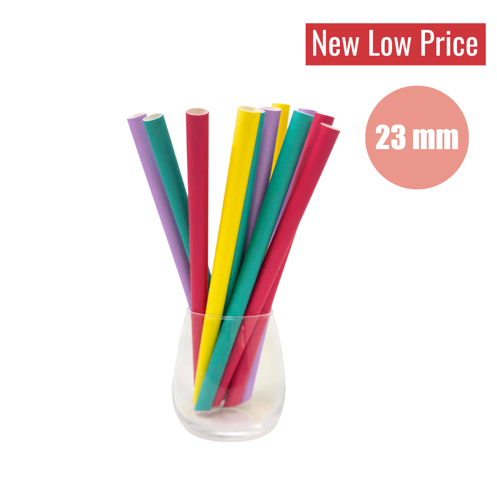Paper Straws - Mix-Colour (12mmx23mm/Individually Wrapped) - Bobabuzz