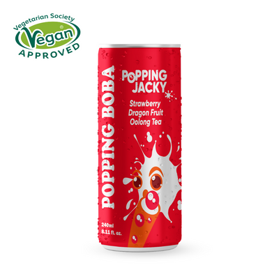 Popping Jacky Boba Drink - Strawbemy Dragon Fruit Oolong Tea Drink - PRE-ORDER