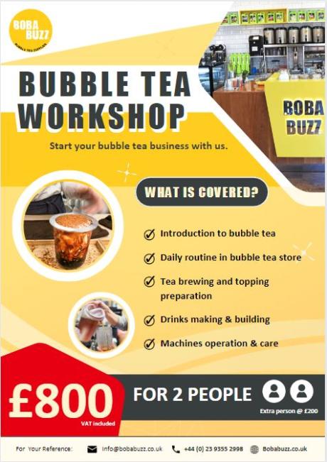 Bubble Tea Training Workshop (Reservations Required)